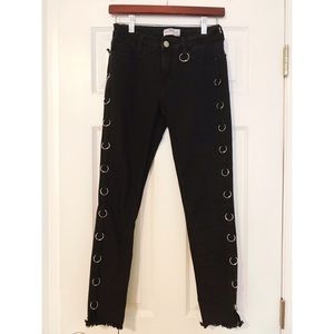 Nasty Gal Redial, Black Jeans with Silver Hoops